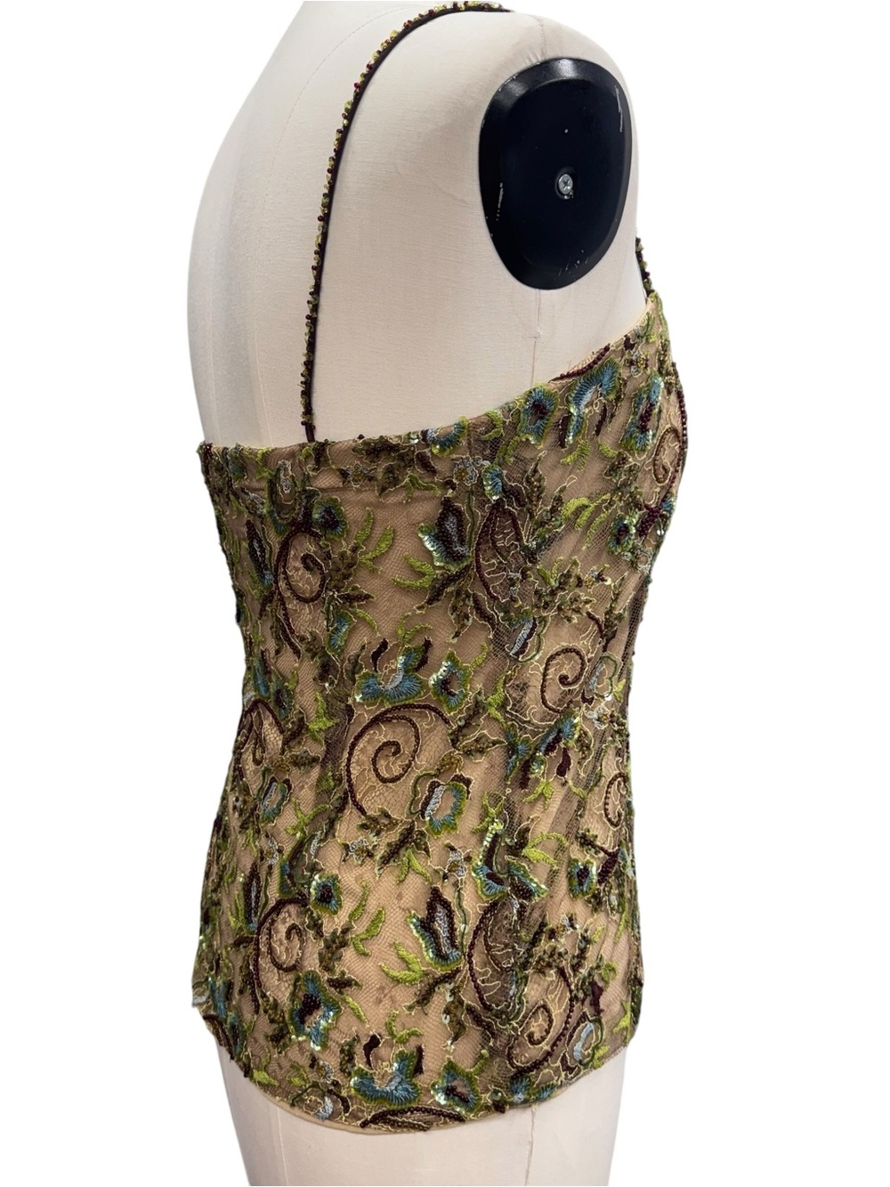 Vintage Savannah Studio Beaded Cami Top Y2K Size S Sequin Embroidered Mesh Fairy - Picture 5 of 16